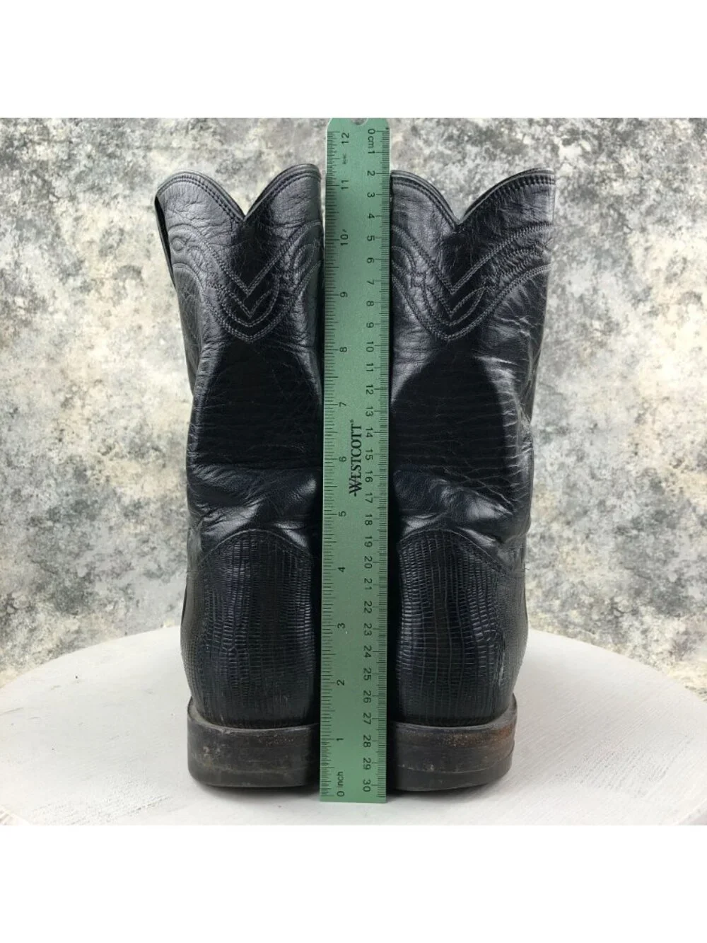 Justin Boots Men's Size 13B Exotic Roper Black Lizard Leather #3112 Boots FAIR